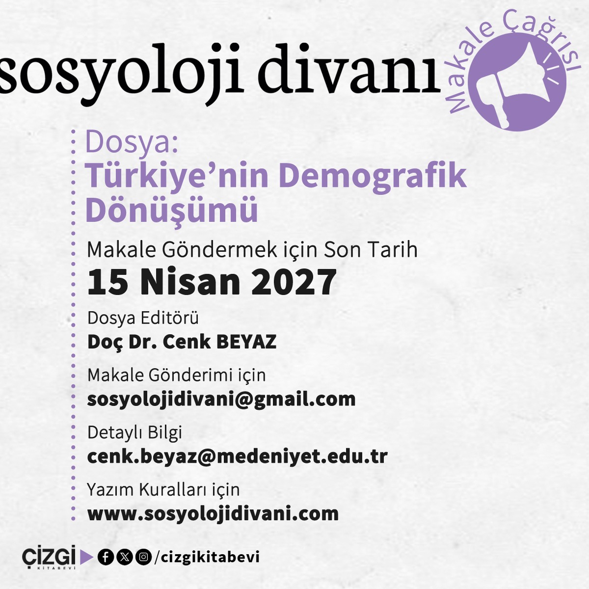 Türkiye'nin Demografik Dönüşümü Makale Çağrısı